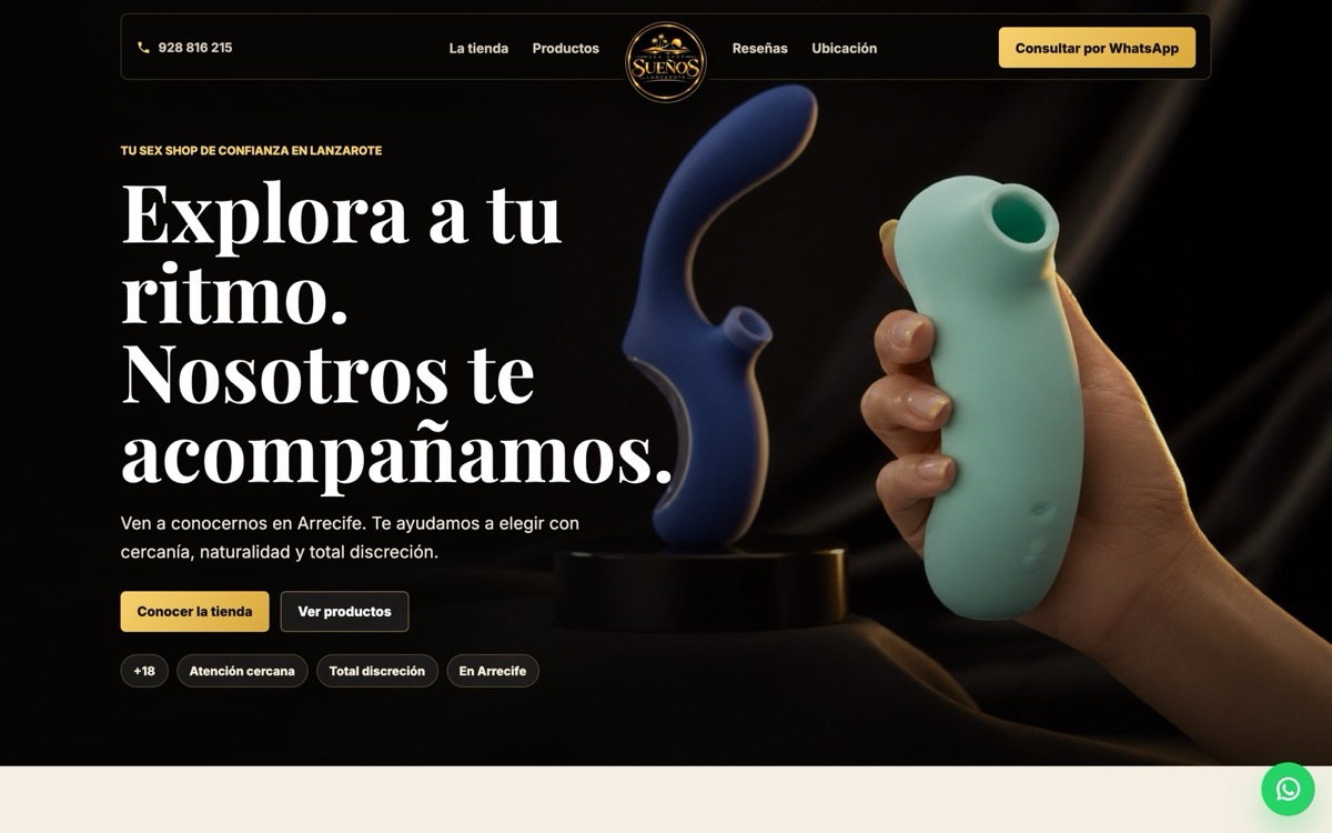 Web de Sex Shop Sueños Lanzarote en ordenador