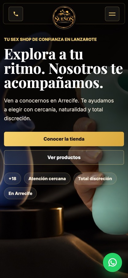 Portada de la web en el móvil